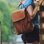 Women's leather backpack