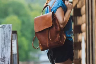 Women's leather backpack