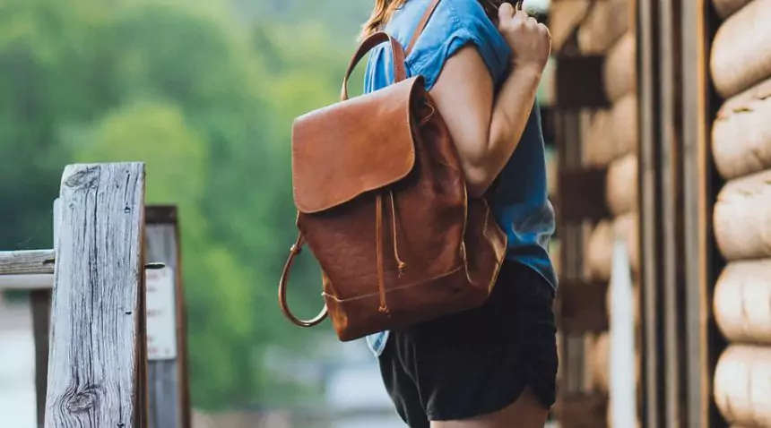 Women's leather backpack