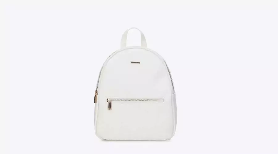 Women's rounded eco-leather backpack white