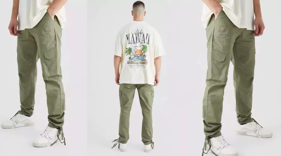 Khaki Tall Slim Ripstop Cargo Tonal Print Pants