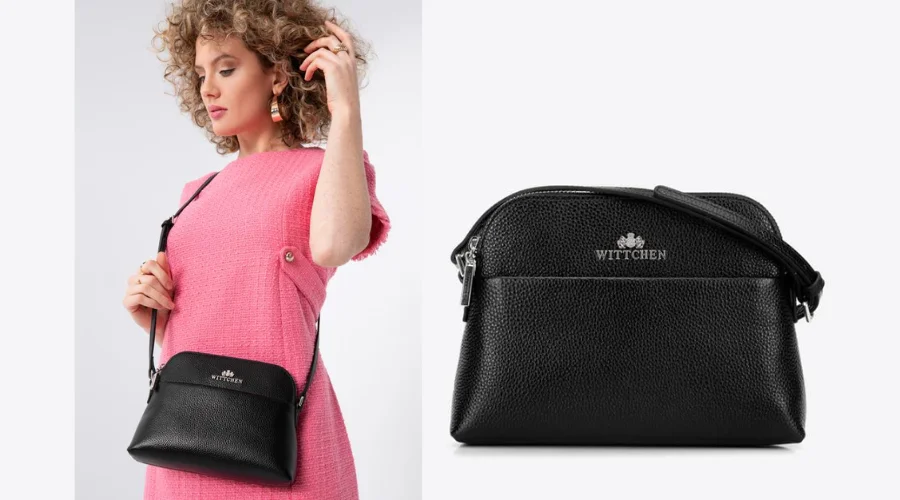 Mini Trapezoidal Leather Bag - Black and Silver