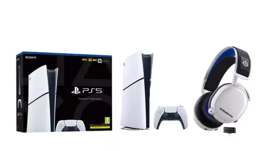 SONY PlayStation 5 Digital Edition Slim & Arctis 7P+ Wireless 7.1 Gaming Headset Bundle