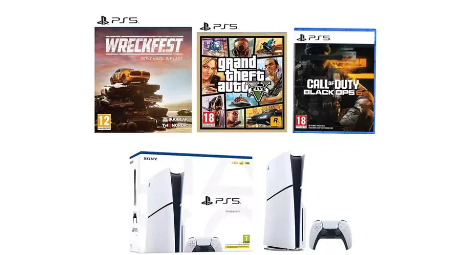 SONY PlayStation 5 Slim Call of Duty: Black Ops 6, Grand Theft Auto V & Wreckfest Bundle