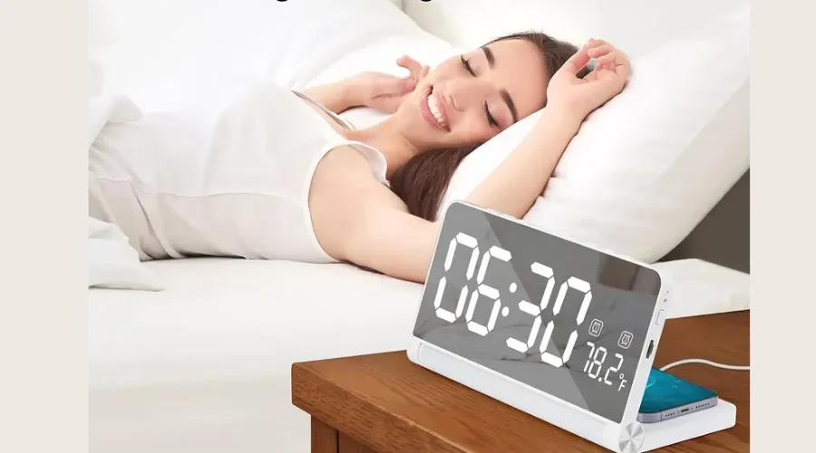 3 in 1 Alarm Clock, Digital Alarm clock with Wireless Charging
