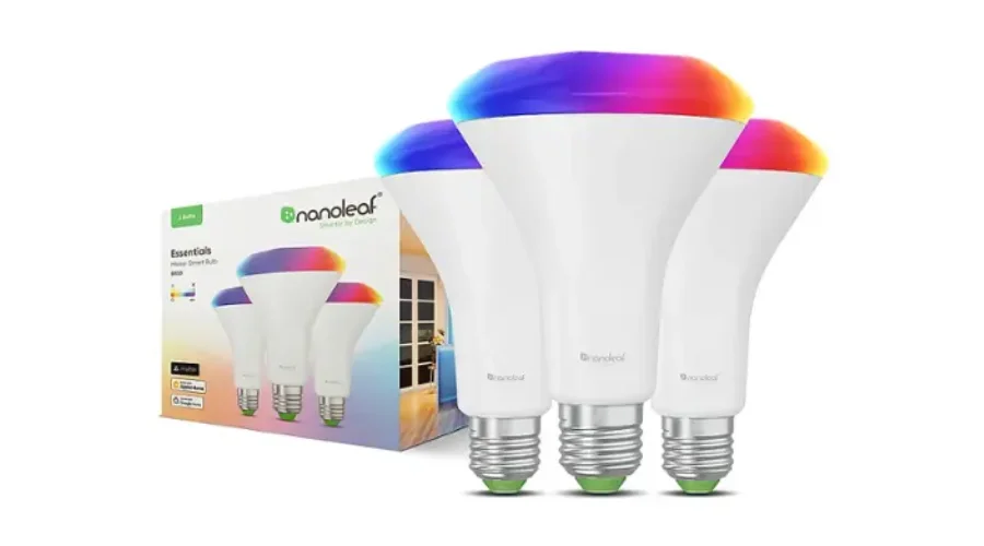 Nanoleaf - Essentials BR30 Smart LED Bulb Thread & Matter Compatible (3 Pack) - Multicolor