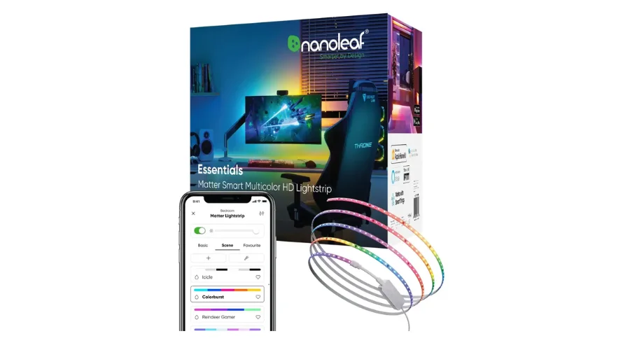 Nanoleaf - Essentials Matter Smart Multicolor HD Lightstrip 16.4ft (5m) - Flexible and Trimmable - White and Colors