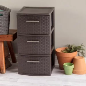 3-DRAWER PLASTIC TOWER 38.1 X 32.1 X 61 CM BROWN (3)