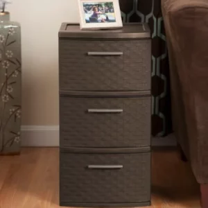 3-DRAWER PLASTIC TOWER 38.1 X 32.1 X 61 CM BROWN (4)