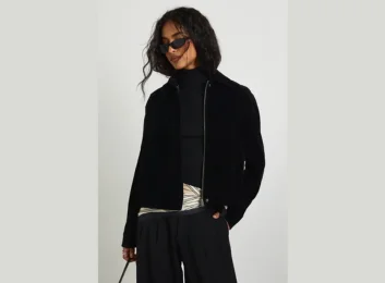 1. Faux Suede Collared Jacket