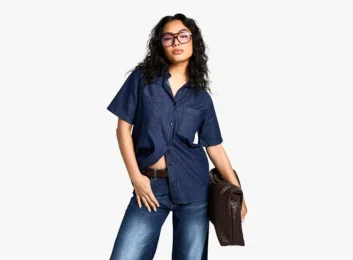 Chambray Denim Short Sleeve Shirt
