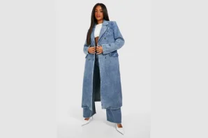 Double Breasted Denim Trench Coat