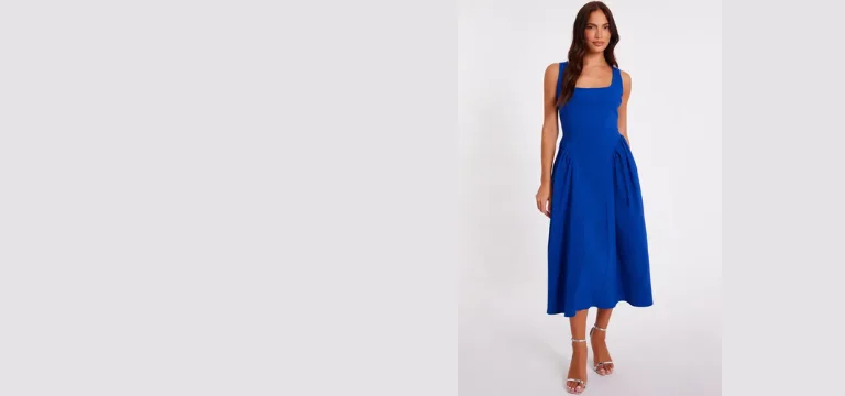 Quiz Royal Gathered Side Midi Dress (1)