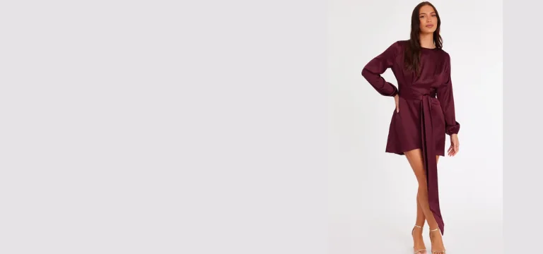 Quiz Wine Satin Draped Mini Dress (1)
