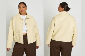 Plus Pu Elasticated Hem Jacket