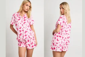 Western Print Short Sleeve Shirt & Shorts Pyjama Set