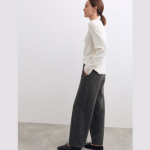 Cotton Blend Jersey Straight Leg Trousers with Wool (2)