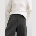 Cotton Blend Jersey Straight Leg Trousers with Wool (4)
