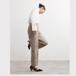 Cotton Blend Metallic Jacquard Kickflare Trousers (2)