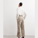 Cotton Blend Metallic Jacquard Kickflare Trousers (3)