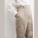 Cotton Blend Metallic Jacquard Kickflare Trousers (4)