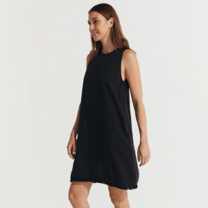 Linen Rich V-Neck Mini Shift Dress (2)