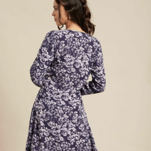 Pure Linen Printed Square Neck Mini Dress (3)
