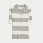 Soft Touch Striped Collared Knitted Top (1)